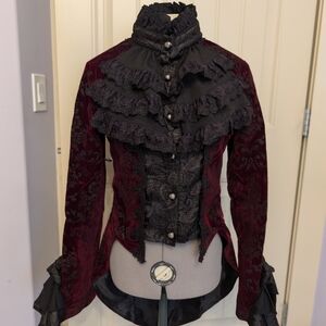 BNWT Victorian Gothic deep red velvet jacket